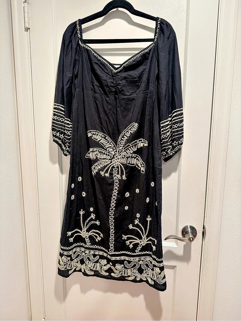 Farm Rio Embroidered Black Tunic